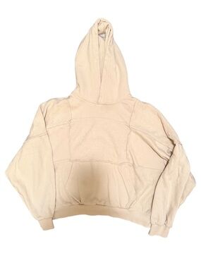 Aerie Sherpa Patchwork Hoodie Small Beige